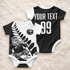 Custom Aotearoa Rugby League Baby Onesie Kiwi Haka and Fern - Sporty Style
