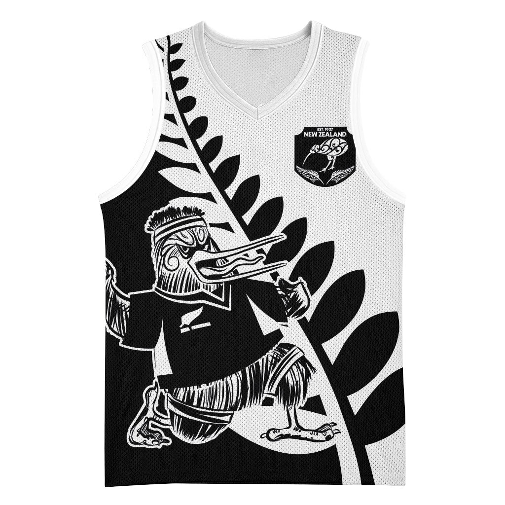 Custom Aotearoa Rugby League Basketball Jersey Kiwi Haka and Fern - Sporty Style