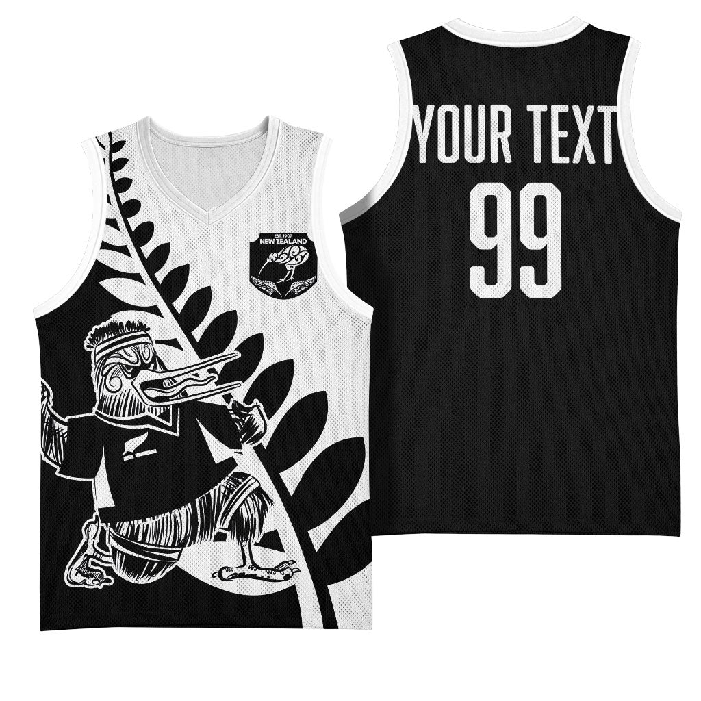 Custom Aotearoa Rugby League Basketball Jersey Kiwi Haka and Fern - Sporty Style