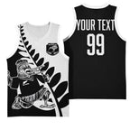 Custom Aotearoa Rugby League Basketball Jersey Kiwi Haka and Fern - Sporty Style