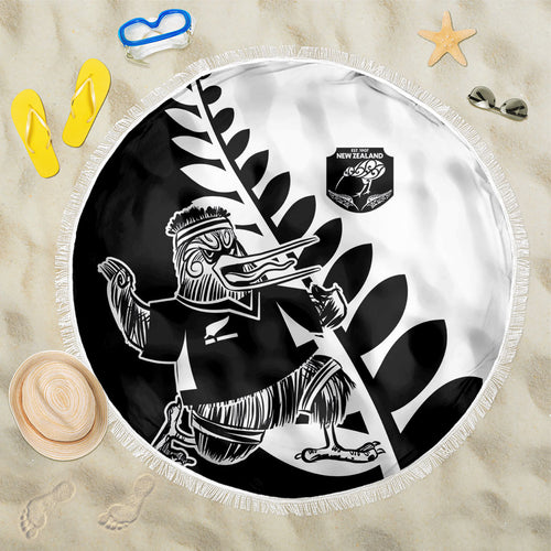 Aotearoa Rugby League Beach Blanket Kiwi Haka and Fern - Sporty Style