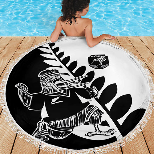 Aotearoa Rugby League Beach Blanket Kiwi Haka and Fern - Sporty Style