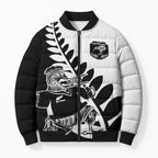 Custom Aotearoa Rugby League Bomber Puffer Jacket Kiwi Haka and Fern - Sporty Style