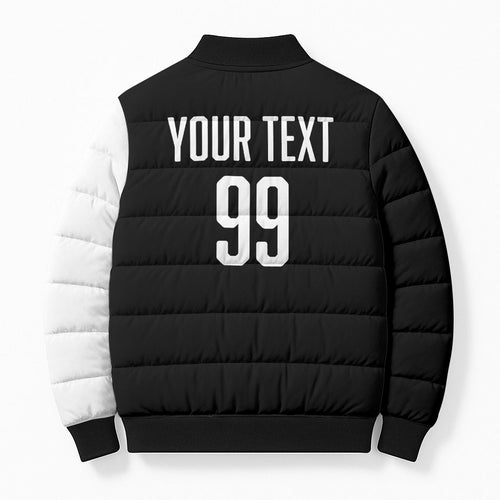 Custom Aotearoa Rugby League Bomber Puffer Jacket Kiwi Haka and Fern - Sporty Style