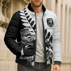 Custom Aotearoa Rugby League Bomber Puffer Jacket Kiwi Haka and Fern - Sporty Style