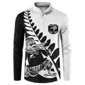 Custom Aotearoa Rugby League Button Sweatshirt Kiwi Haka and Fern - Sporty Style
