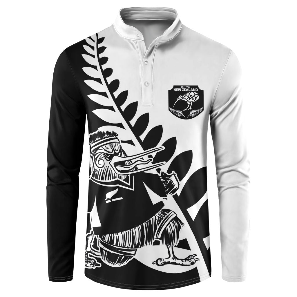 Custom Aotearoa Rugby League Button Sweatshirt Kiwi Haka and Fern - Sporty Style
