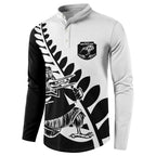 Custom Aotearoa Rugby League Button Sweatshirt Kiwi Haka and Fern - Sporty Style