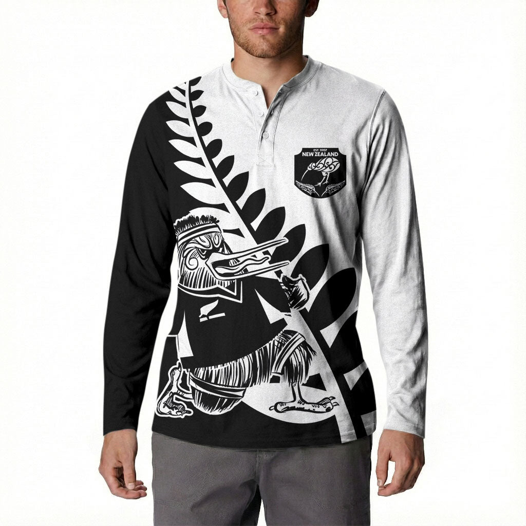 Custom Aotearoa Rugby League Button Sweatshirt Kiwi Haka and Fern - Sporty Style