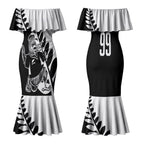 Custom Aotearoa Rugby League Couples Matching Mermaid Dress and Long Sleeve Button Shirt Kiwi Haka and Fern - Sporty Style