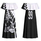 Custom Aotearoa Rugby League Couples Matching Off Shoulder Maxi Dress and Hawaiian Shirt Kiwi Haka and Fern - Sporty Style