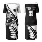 Custom Aotearoa Rugby League Couples Matching Puletasi and Long Sleeve Button Shirt Kiwi Haka and Fern - Sporty Style