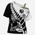 Custom Aotearoa Rugby League Cross Shoulder Shirt Kiwi Haka and Fern - Sporty Style
