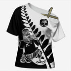 Custom Aotearoa Rugby League Cross Shoulder Shirt Kiwi Haka and Fern - Sporty Style