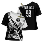 Custom Aotearoa Rugby League Cross Shoulder Shirt Kiwi Haka and Fern - Sporty Style