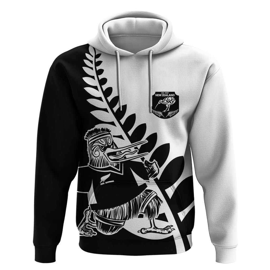 Custom Aotearoa Rugby League Hoodie Kiwi Haka and Fern - Sporty Style