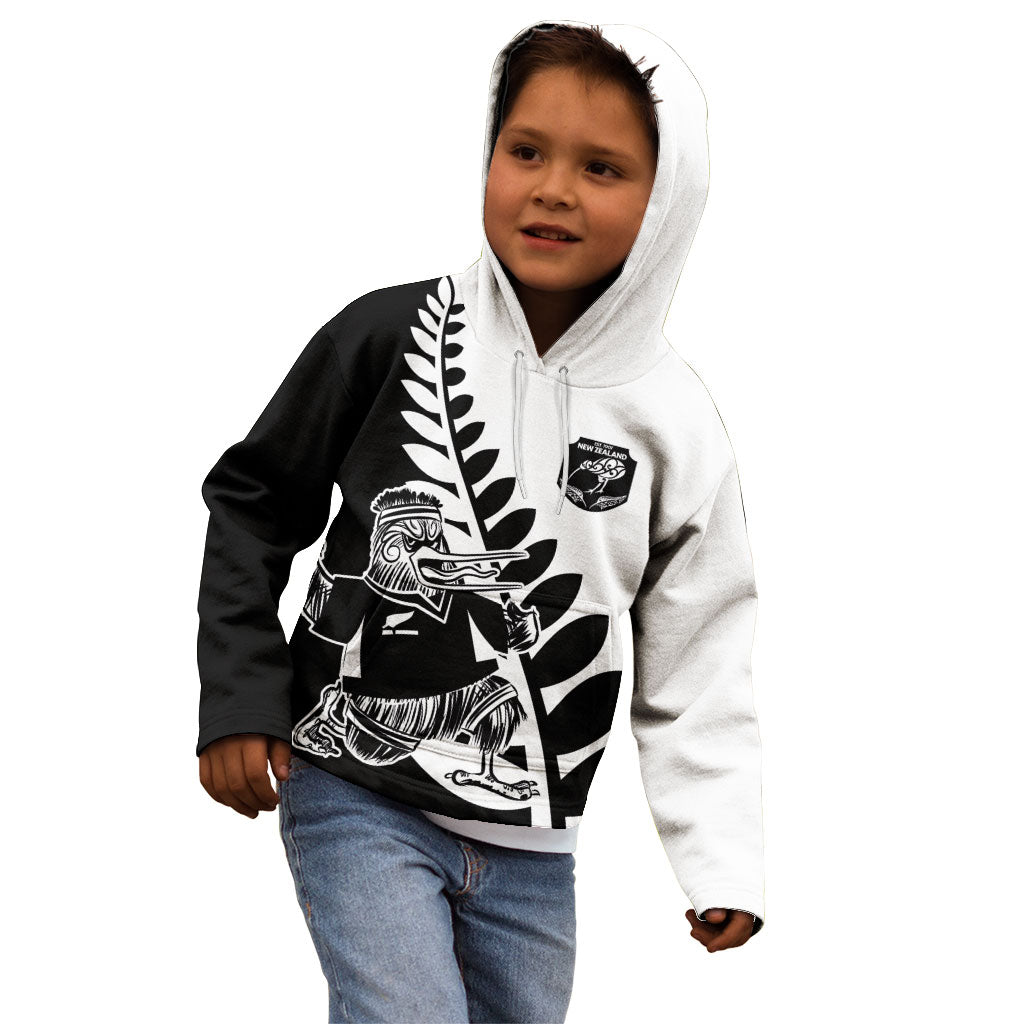 Custom Aotearoa Rugby League Kid Hoodie Kiwi Haka and Fern - Sporty Style