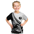 Custom Aotearoa Rugby League Kid T Shirt Kiwi Haka and Fern - Sporty Style