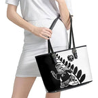 Aotearoa Rugby League Leather Tote Bag Kiwi Haka and Fern - Sporty Style