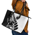 Aotearoa Rugby League Leather Tote Bag Kiwi Haka and Fern - Sporty Style