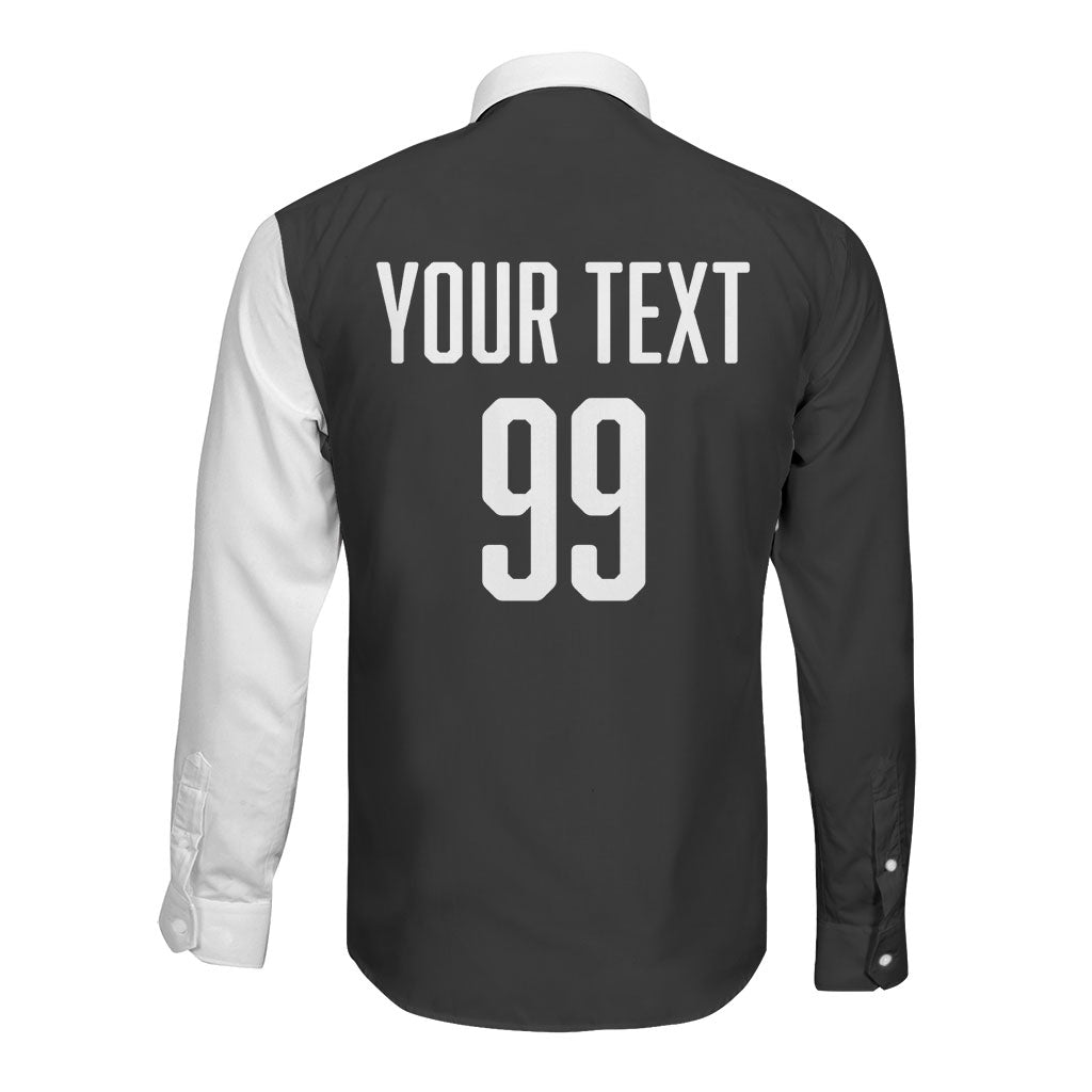 Custom Aotearoa Rugby League Long Sleeve Button Shirt Kiwi Haka and Fern - Sporty Style