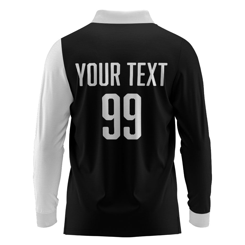 Custom Aotearoa Rugby League Long Sleeve Polo Shirt Kiwi Haka and Fern - Sporty Style