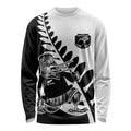 Custom Aotearoa Rugby League Long Sleeve Shirt Kiwi Haka and Fern - Sporty Style