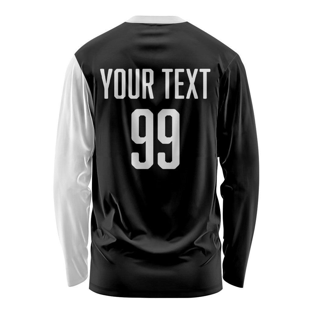 Custom Aotearoa Rugby League Long Sleeve Shirt Kiwi Haka and Fern - Sporty Style