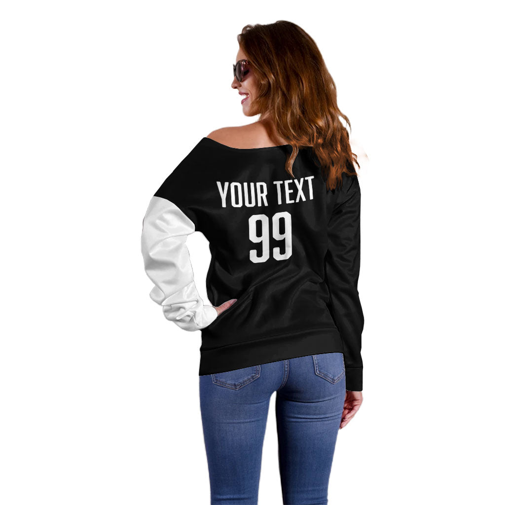 Custom Aotearoa Rugby League Off Shoulder Sweater Kiwi Haka and Fern - Sporty Style