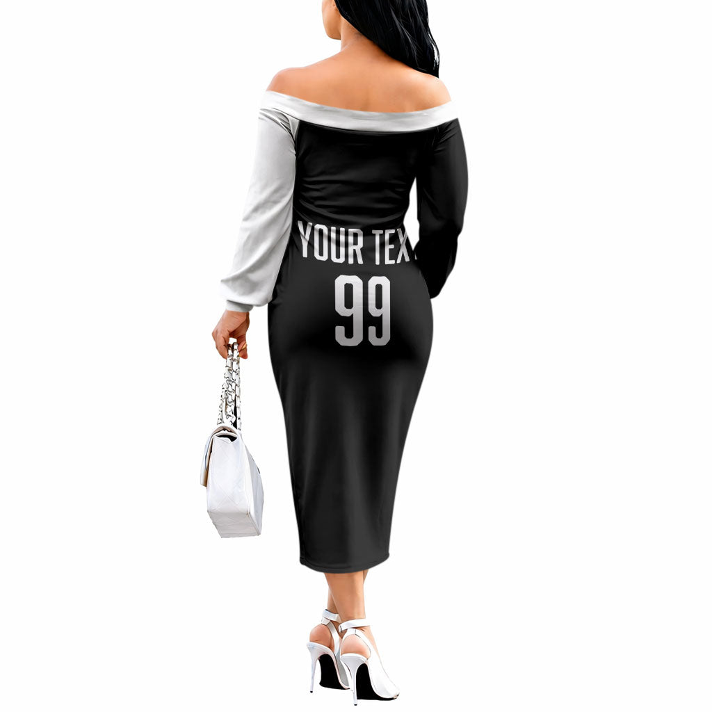 Custom Aotearoa Rugby League Off The Shoulder Long Sleeve Dress Kiwi Haka and Fern - Sporty Style