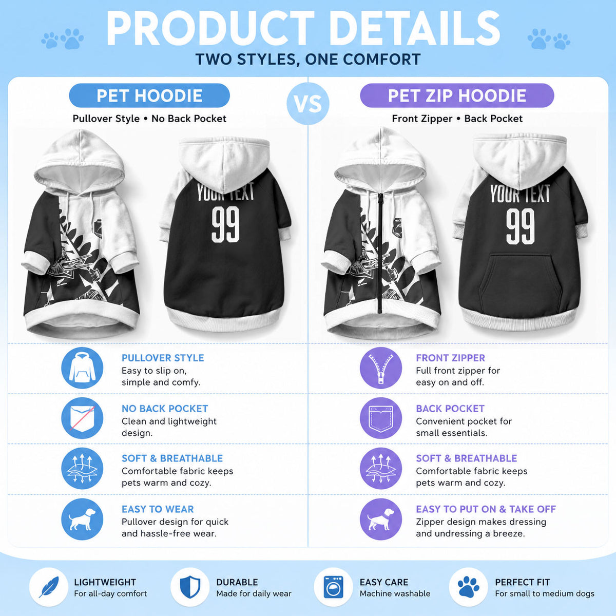 Custom Aotearoa Rugby League Pet Hoodie Kiwi Haka and Fern - Sporty Style