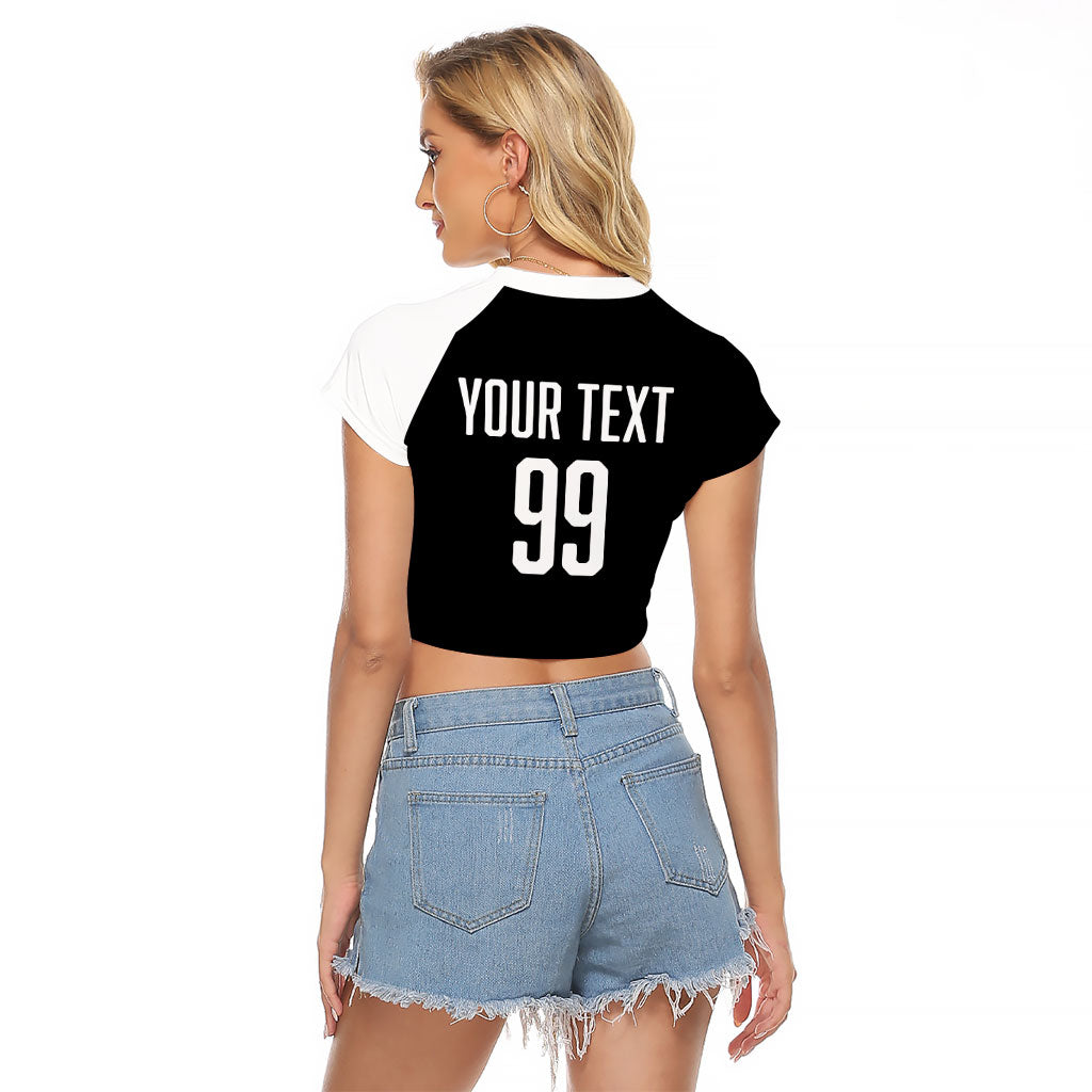 Custom Aotearoa Rugby League Raglan Cropped T Shirt Kiwi Haka and Fern - Sporty Style