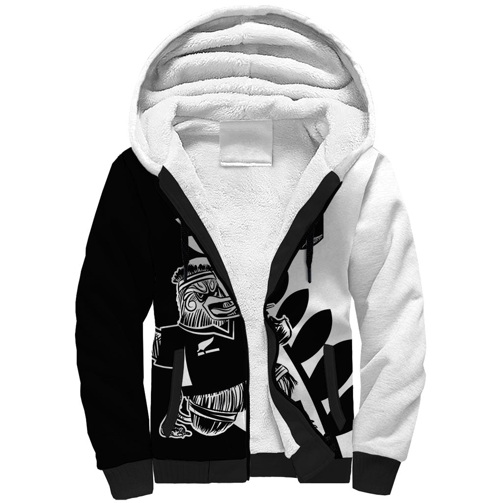 Custom Aotearoa Rugby League Sherpa Hoodie Kiwi Haka and Fern - Sporty Style