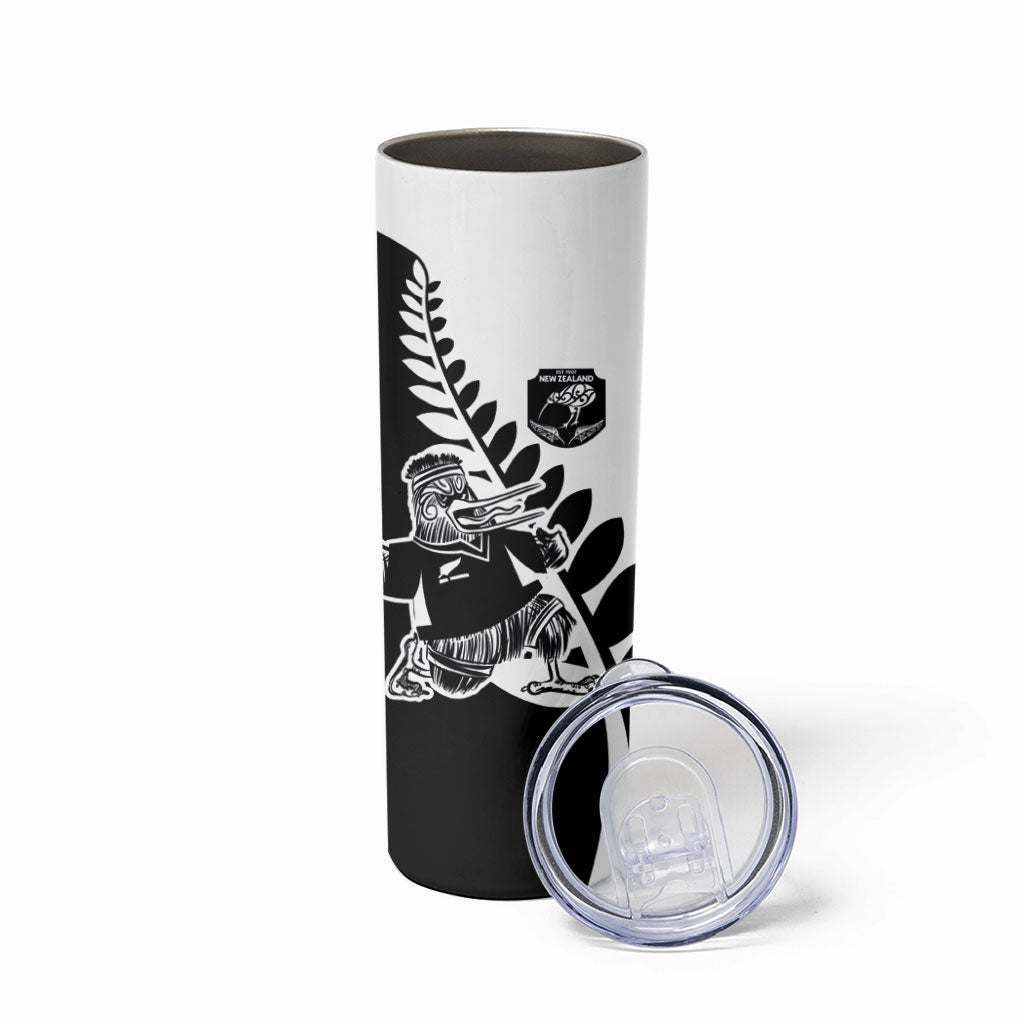 Custom Aotearoa Rugby League Skinny Tumbler Kiwi Haka and Fern - Sporty Style