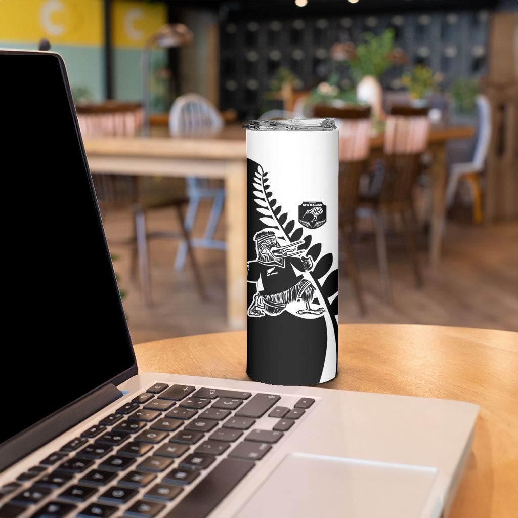 Custom Aotearoa Rugby League Skinny Tumbler Kiwi Haka and Fern - Sporty Style
