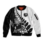 Custom Aotearoa Rugby League Sleeve Zip Bomber Jacket Kiwi Haka and Fern - Sporty Style
