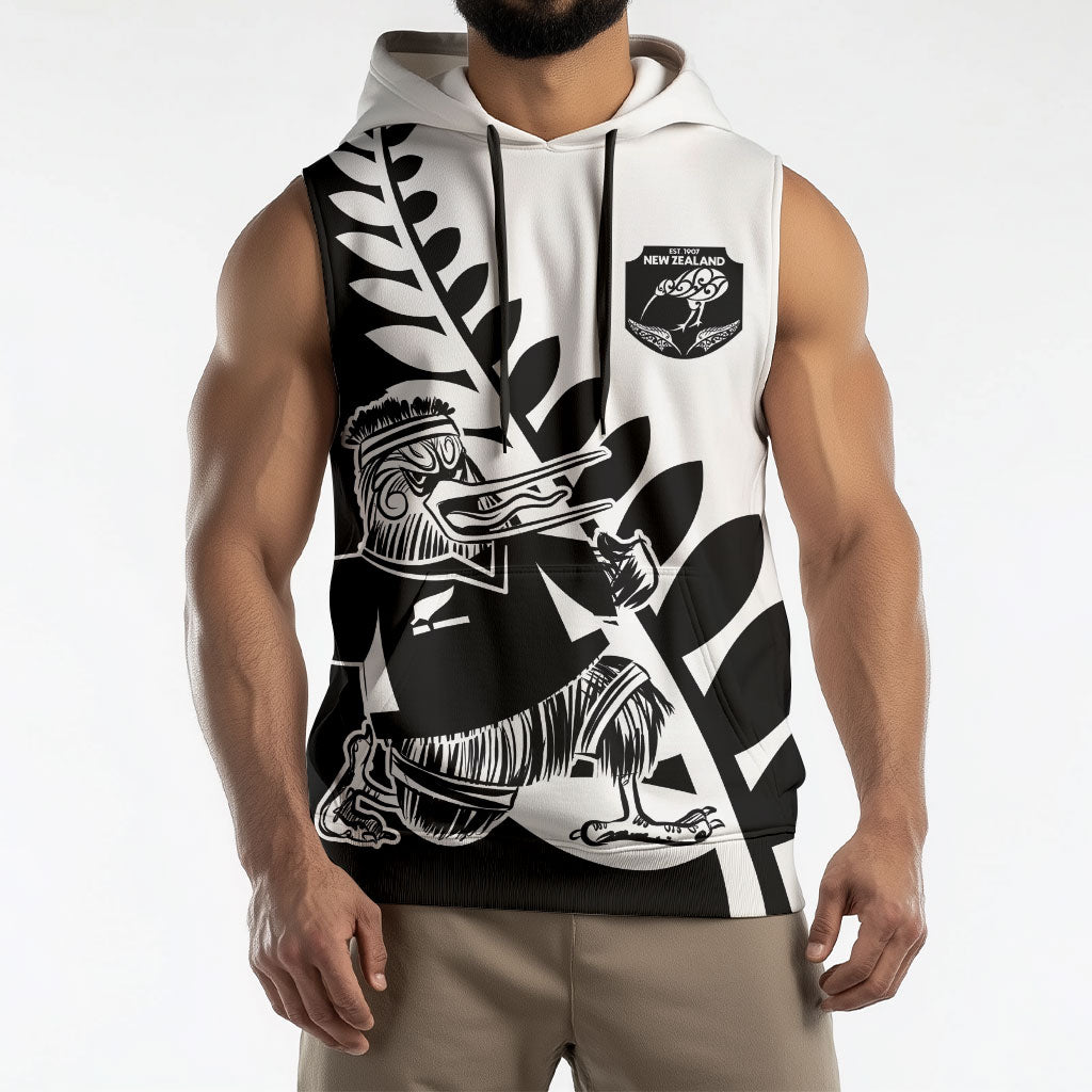Custom Aotearoa Rugby League Sleeveless Hoodie Kiwi Haka and Fern - Sporty Style