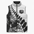 Custom Aotearoa Rugby League Sleeveless Puffer Jacket Kiwi Haka and Fern - Sporty Style
