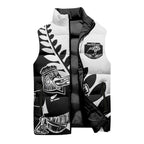 Custom Aotearoa Rugby League Sleeveless Puffer Jacket Kiwi Haka and Fern - Sporty Style