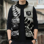 Custom Aotearoa Rugby League Sleeveless Puffer Jacket Kiwi Haka and Fern - Sporty Style