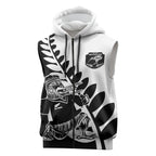 Custom Aotearoa Rugby League Sleeveless Zip Hoodie Kiwi Haka and Fern - Sporty Style