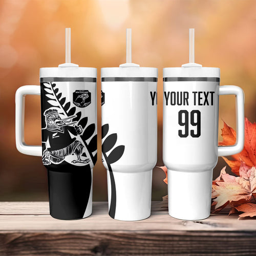 Custom Aotearoa Rugby League Tumbler With Handle Kiwi Haka and Fern - Sporty Style
