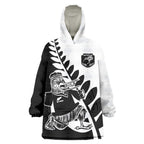 Custom Aotearoa Rugby League Wearable Blanket Hoodie Kiwi Haka and Fern - Sporty Style