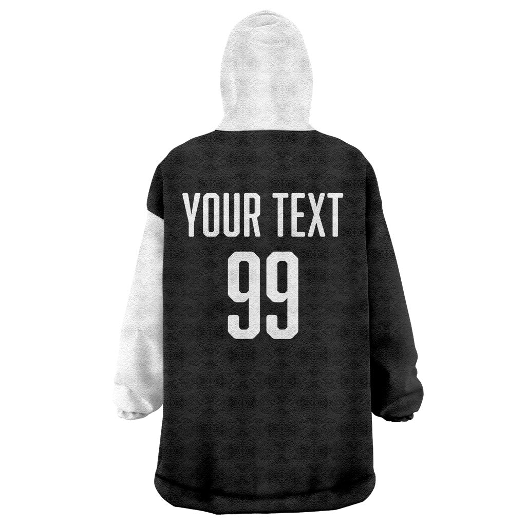 Custom Aotearoa Rugby League Wearable Blanket Hoodie Kiwi Haka and Fern - Sporty Style