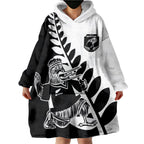 Custom Aotearoa Rugby League Wearable Blanket Hoodie Kiwi Haka and Fern - Sporty Style