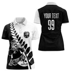 Custom Aotearoa Rugby League Women Polo Shirt Kiwi Haka and Fern - Sporty Style