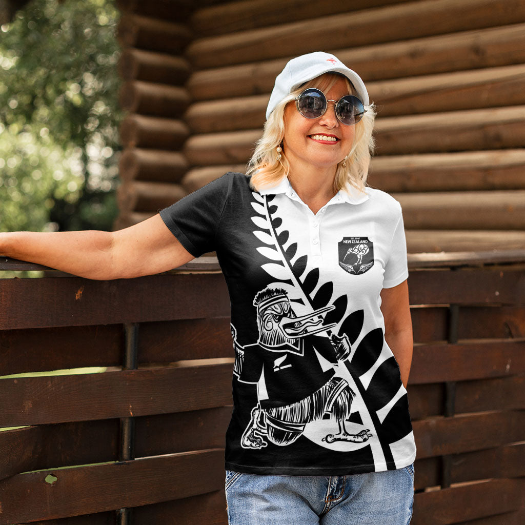 Custom Aotearoa Rugby League Women Polo Shirt Kiwi Haka and Fern - Sporty Style