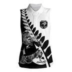 Custom Aotearoa Rugby League Women Sleeveless Polo Shirt Kiwi Haka and Fern - Sporty Style