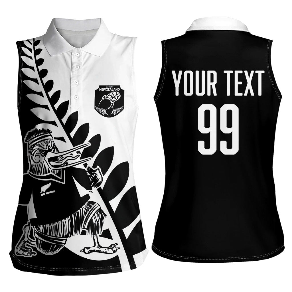 Custom Aotearoa Rugby League Women Sleeveless Polo Shirt Kiwi Haka and Fern - Sporty Style