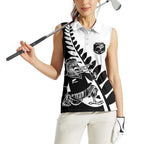 Custom Aotearoa Rugby League Women Sleeveless Polo Shirt Kiwi Haka and Fern - Sporty Style